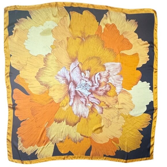 NEW Multicolor Bold Colorful Floral Pink Flower Printed 100% Silk Fashion Scarf - Picture 3 of 7